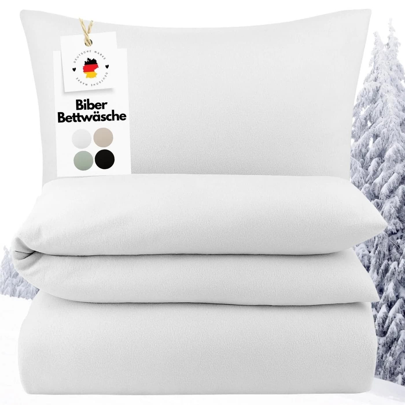 Carpe Sonno Biber-Bettwäsche 100% Baumwolle Weiß Winter - Bild 2