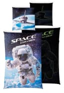 Carpe Sonno Kinderbettwäsche 135x200 Leuchtende Bettwäsche für Kinder, Jungen – Astronaut - Space, Renforcé, 2 teilig, Bettbezug für Kinder 100% Baumwolle, Bettzeug GLOW IN THE DARK Bild 2