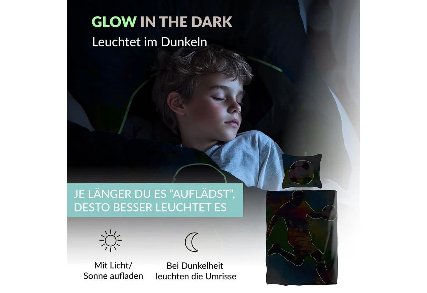 Carpe Sonno Kinderbettwäsche Fußball Glow in the Dark 100% Baumwolle - Bild 4