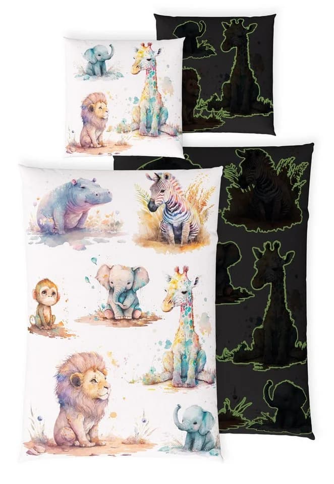 Moderne Glow-in-the-Dark Bettwäsche mit tierischen Motiven - Bild 2