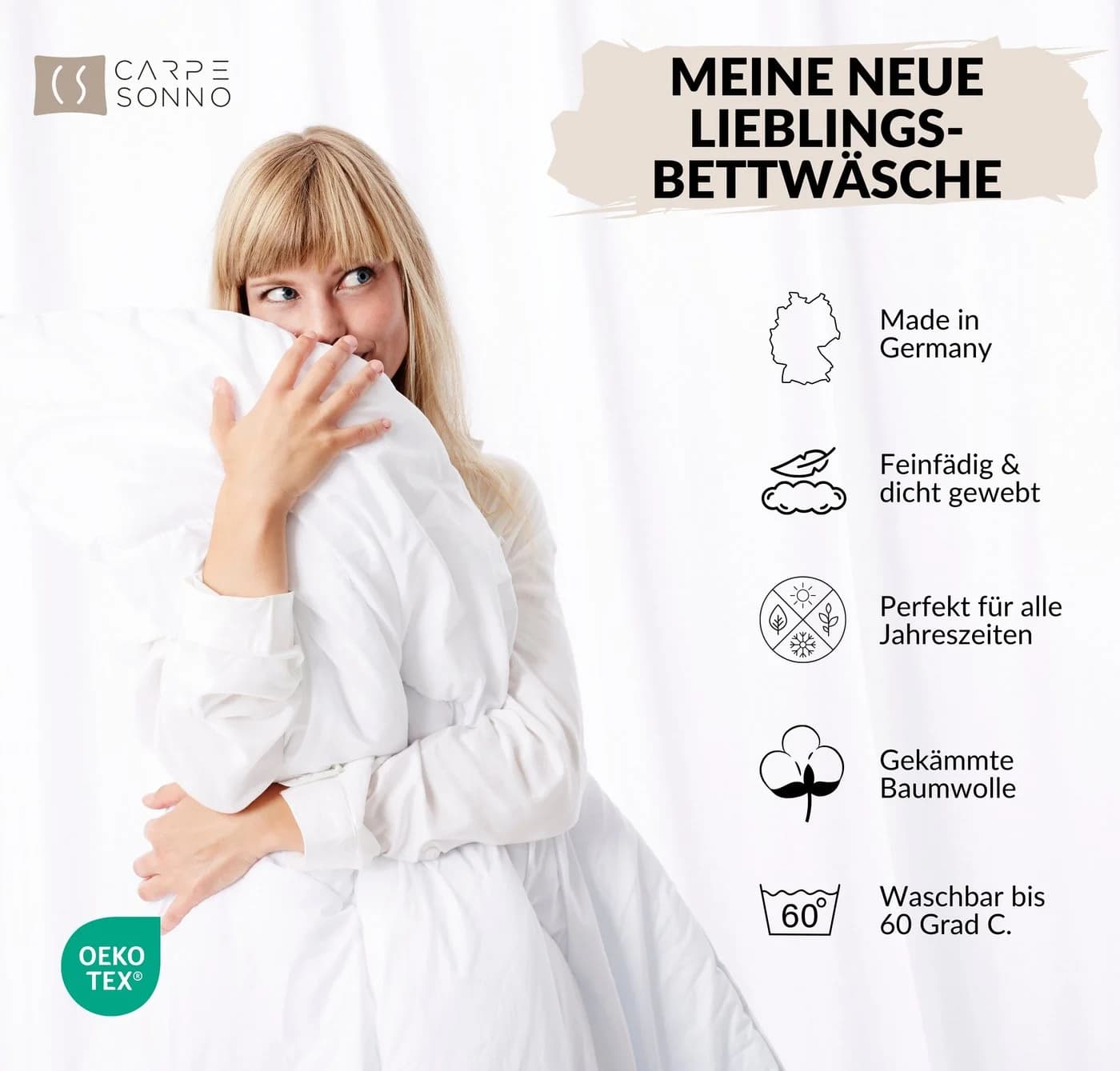 Carpe Sonno Hotel-Bettwäsche Set 2-tlg. Taupe 100% Baumwolle - Bild 3