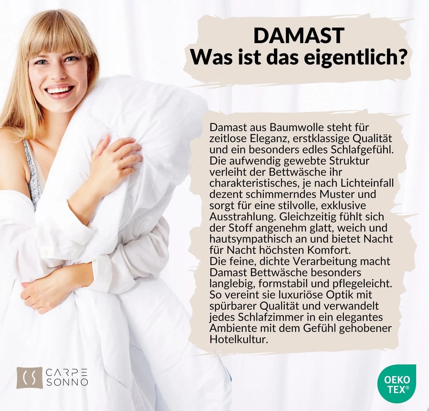 Carpe Sonno Hotel-Bettwäsche Set 2-tlg. Taupe 100% Baumwolle - Bild 4