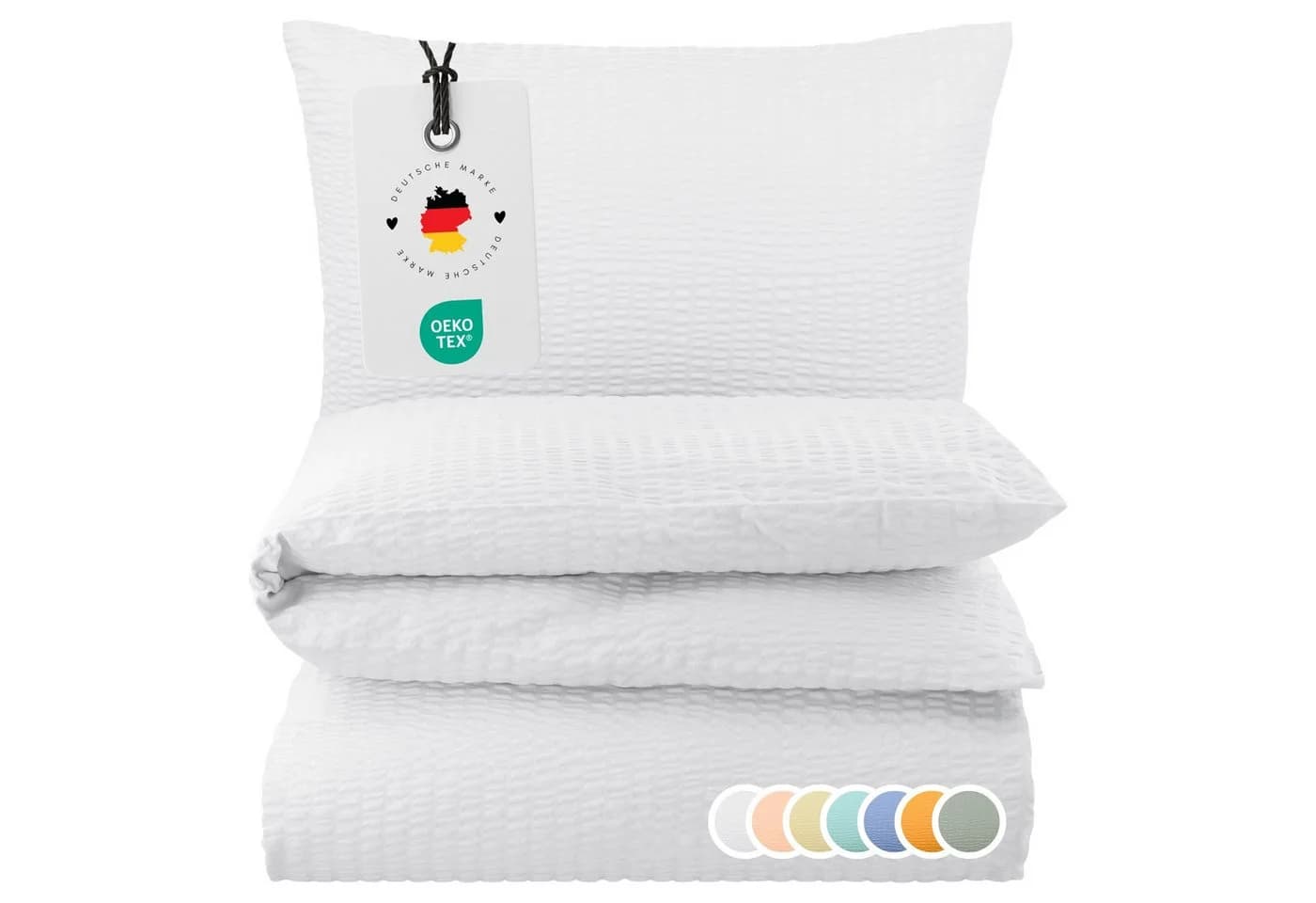 Carpe Sonno Bettwäsche Seersucker Weiß 100% Baumwolle Bügelfrei - Bild 2
