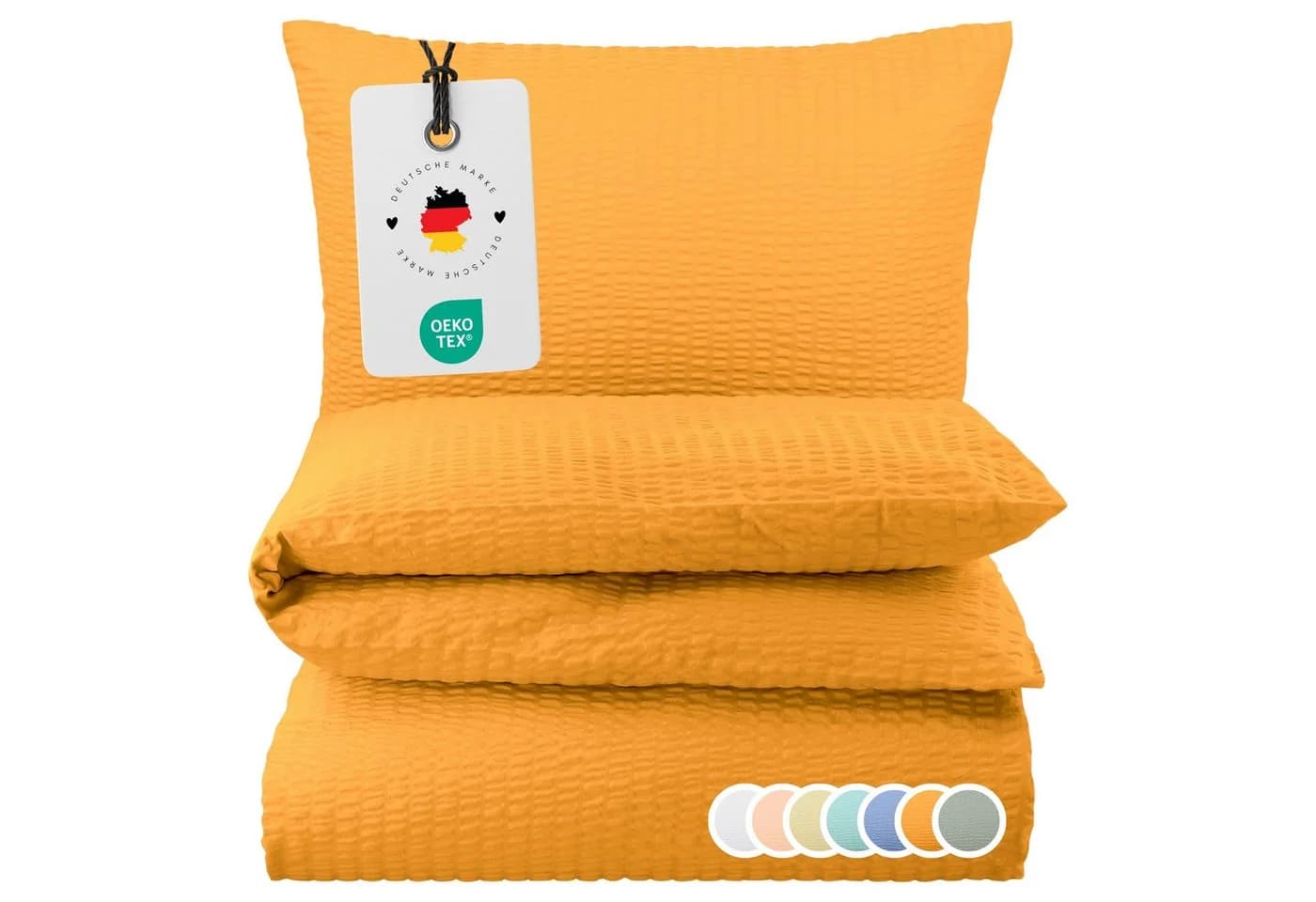 Carpe Sonno Bettwäsche Seersucker 100% Baumwolle Bügelfrei Orange - Bild 2