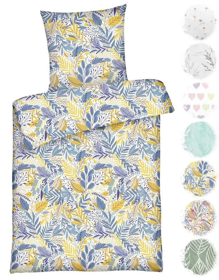 Carpe Sonno Renforce Bettwäsche 135x200 155x220 Blau Floral - Bild 2
