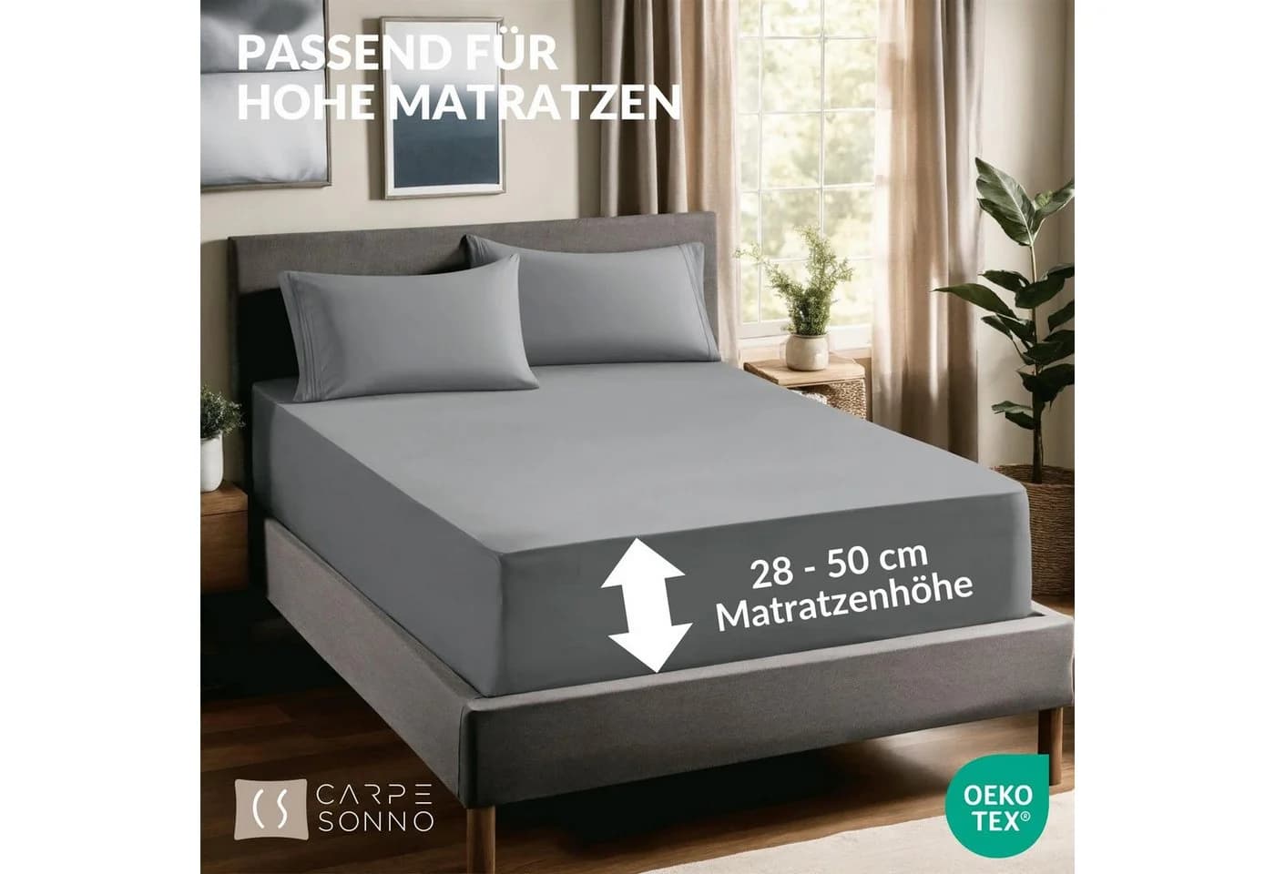Carpe Sonno Jersey Spannbettlaken Baumwolle für Boxspringbetten und Wasserbetten