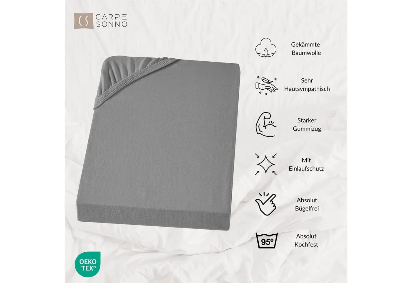 Carpe Sonno Jersey Spannbettlaken Baumwolle für Boxspringbetten und Wasserbetten - Bild 4