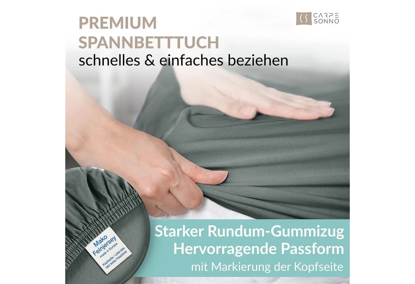 Carpe Sonno Spannbettlaken Jersey Grau 100% Baumwolle - Bild 3