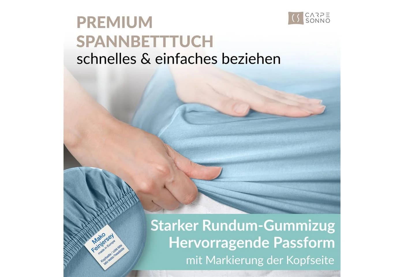 Carpe Sonno Spannbettlaken Jersey 100% Baumwolle Blau - Bild 3