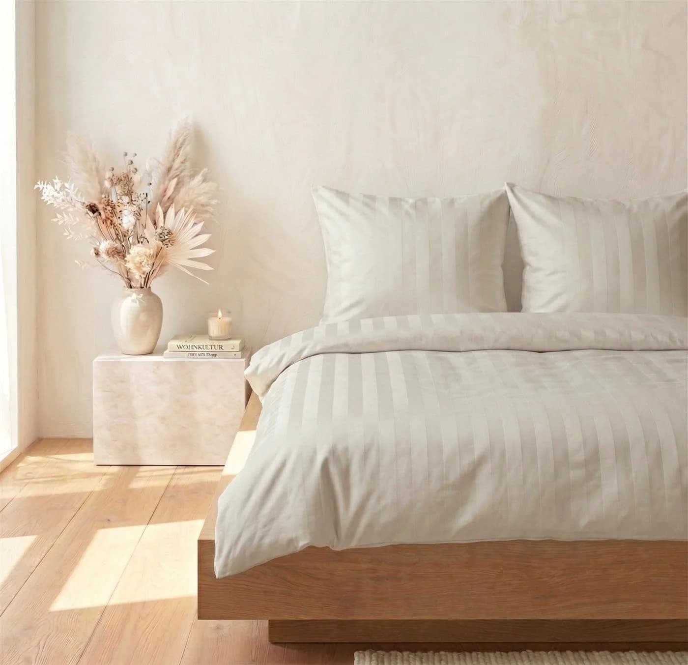 Carpe Sonno Damast Bettwäsche Set 135x200 155x220 Baumwolle Beige