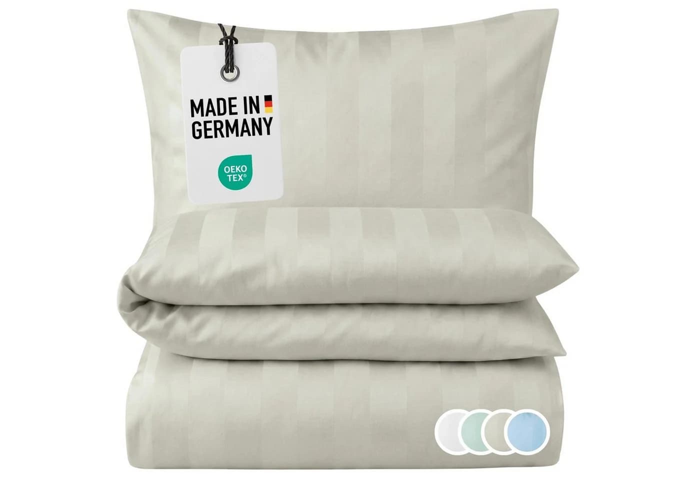 Carpe Sonno Damast Bettwäsche Set 135x200 155x220 Baumwolle Beige - Bild 2