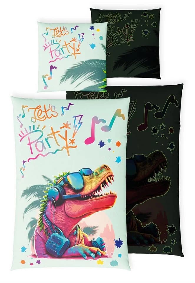 Carpe Sonno Kinderbettwäsche 135x200 Dinosaurier Glow-in-the-Dark - Bild 2