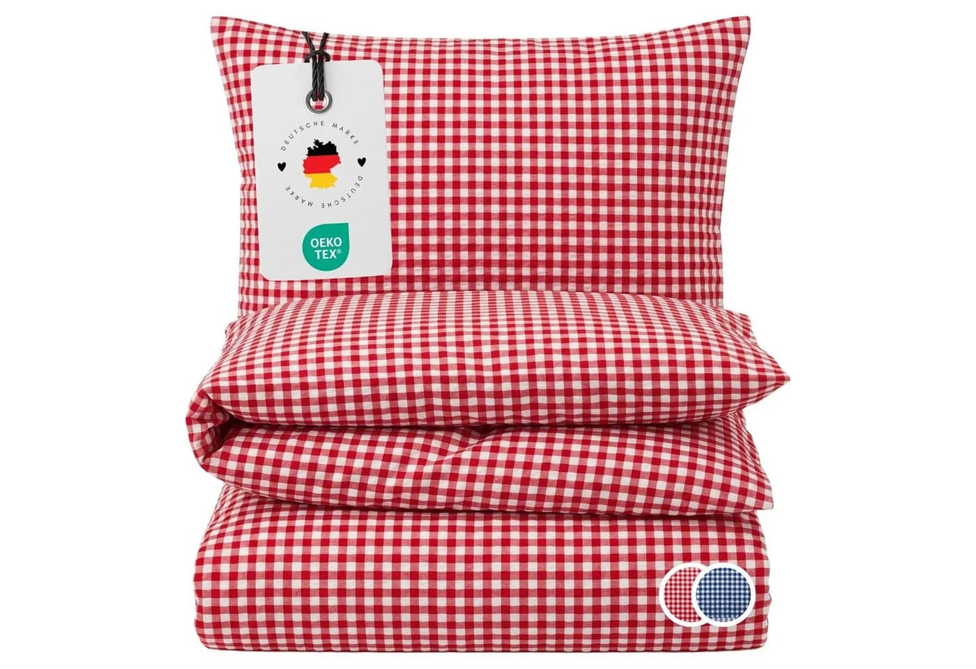 Carpe Sonno Seersucker Bettwäsche 2-teilig Rot/Weiß Bügelfrei - Bild 2