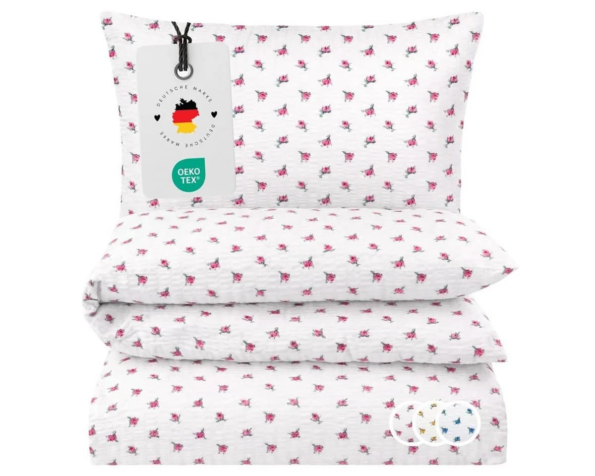Carpe Sonno Seersucker Bettwäsche Rosa/Weiß 100% Baumwolle - Bild 2