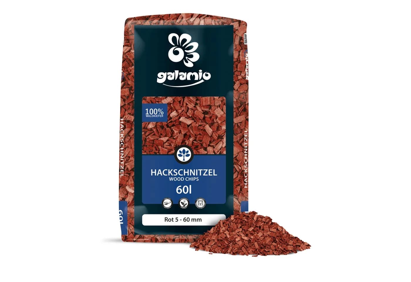 GALAMIO Rote Holzhackschnitzel 5-60 mm, Palette mit 60L Säcken - Bild 3