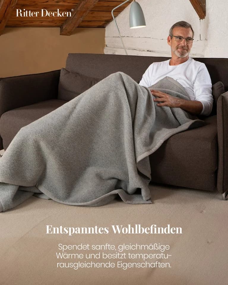 Wohndecke Perulama Alpaka Decke 80% Alpaka 20% Schurwolle Ritter Decken - Bild 3