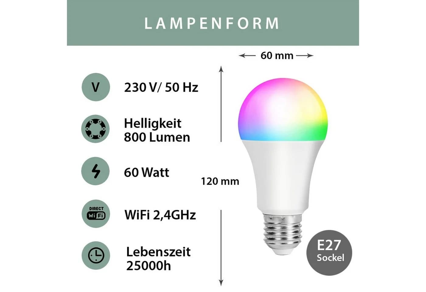 XCOAST Smarte E27 LED Lampe WLAN dimmbar bunt 800 Lumen - Bild 3