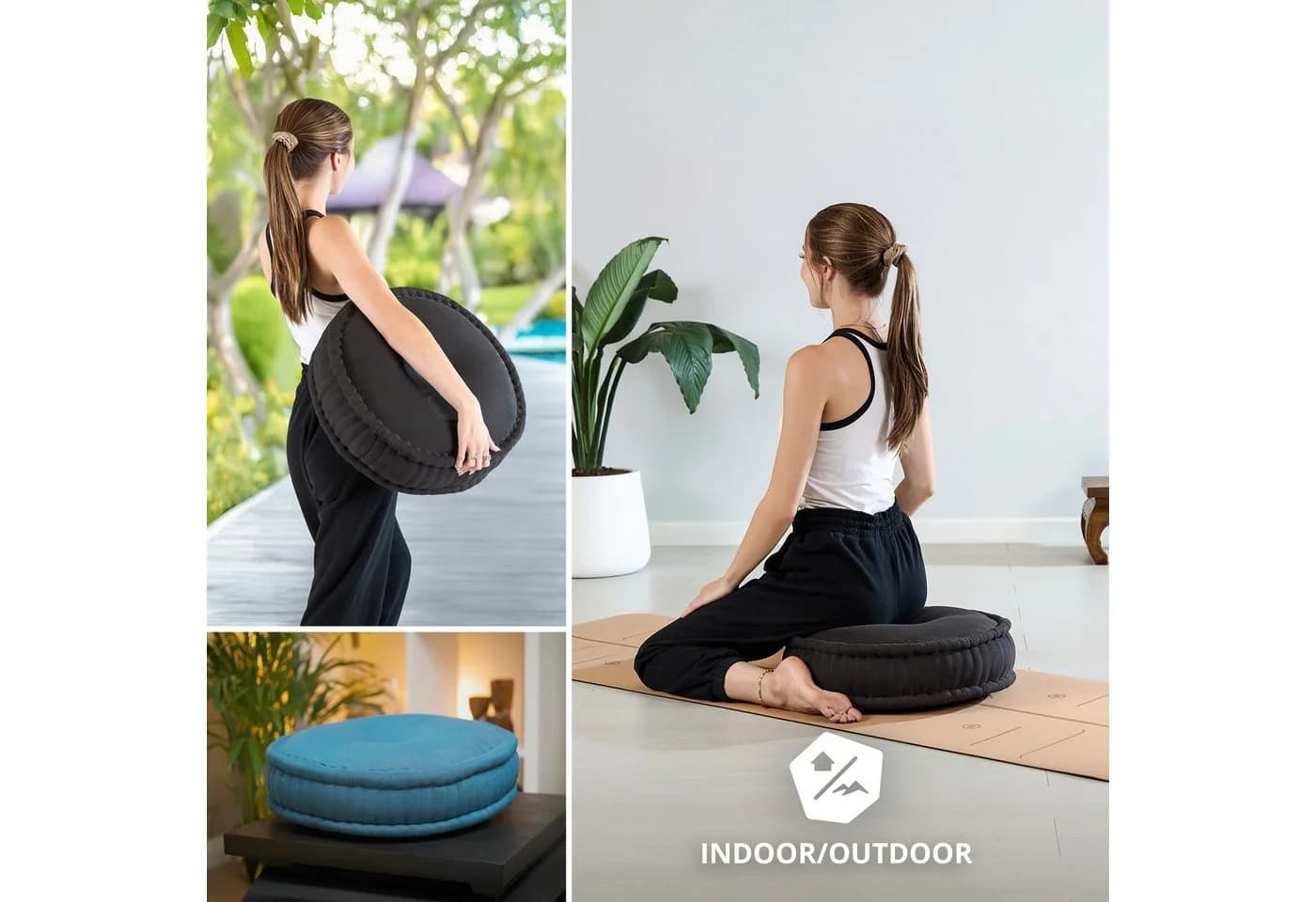 livasia Meditationskissen Zafukissen groß (Basic) Schwarz Thaiseide - Bild 3