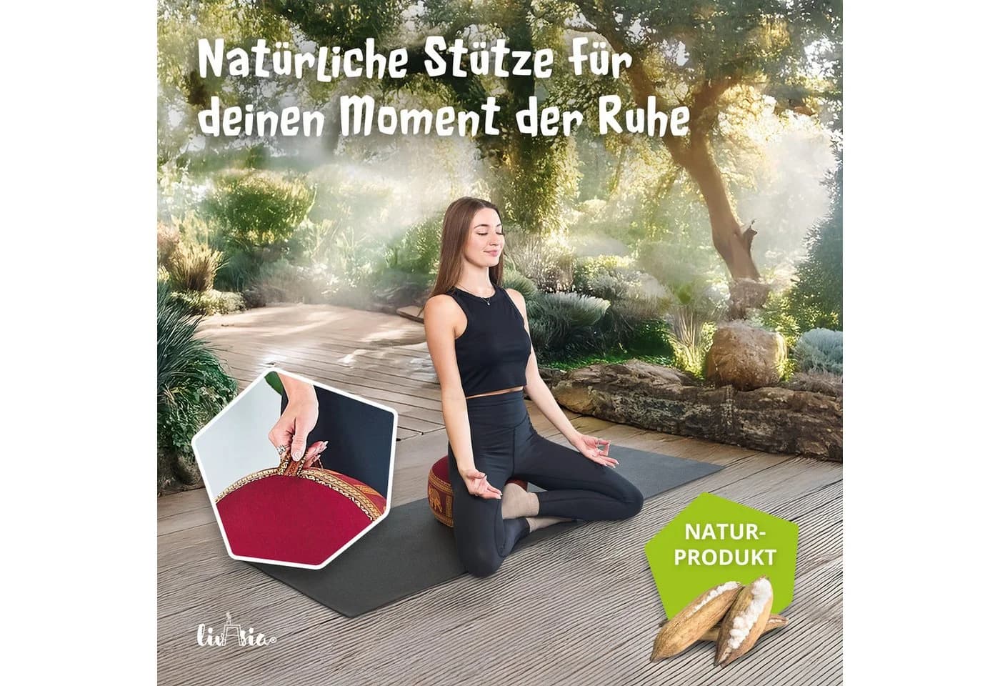 livasia Meditationskissen Zafukissen Deluxe Kapok Vegan