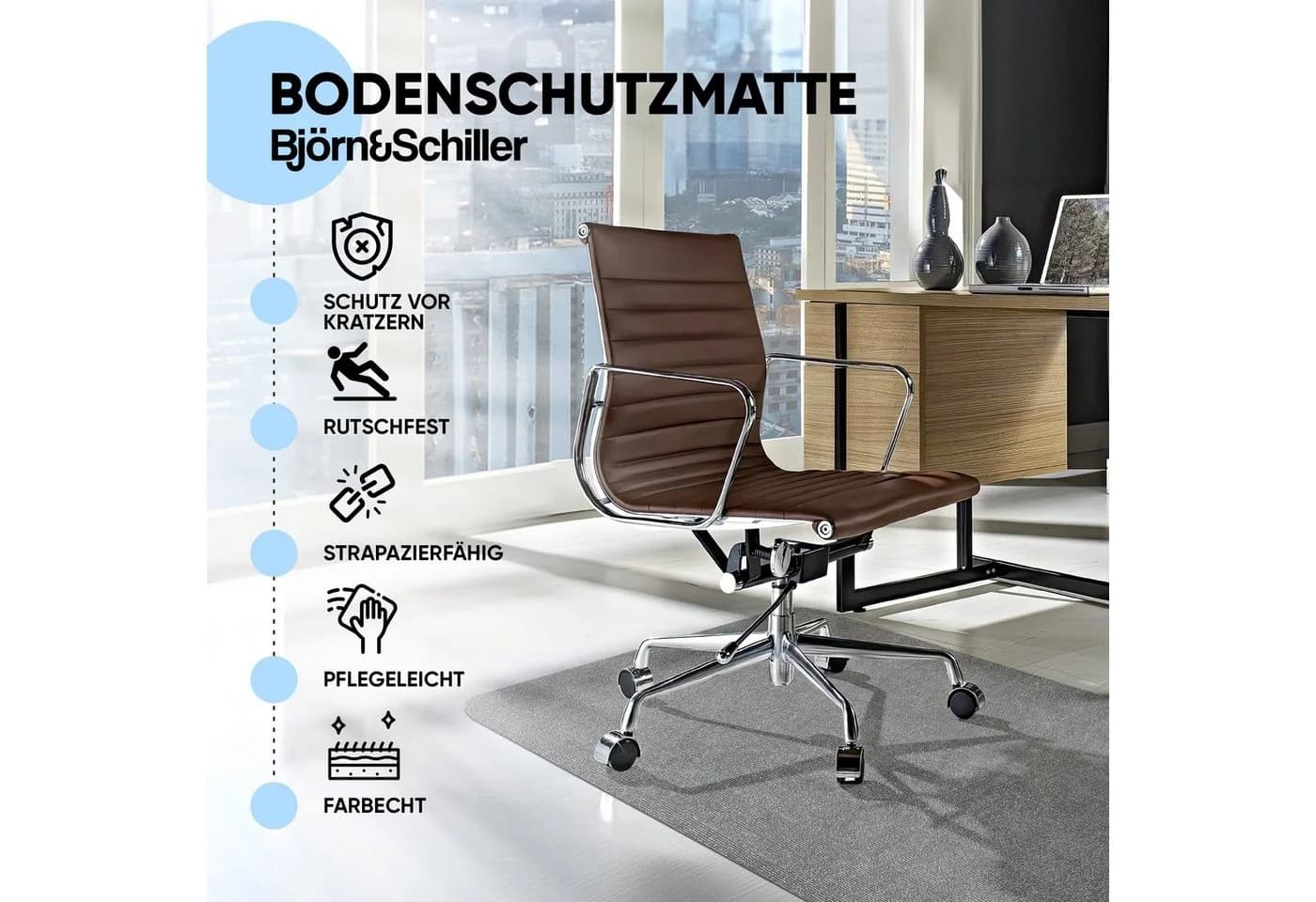 Björn&Schiller Bodenschutzmatte Grau Polyester
