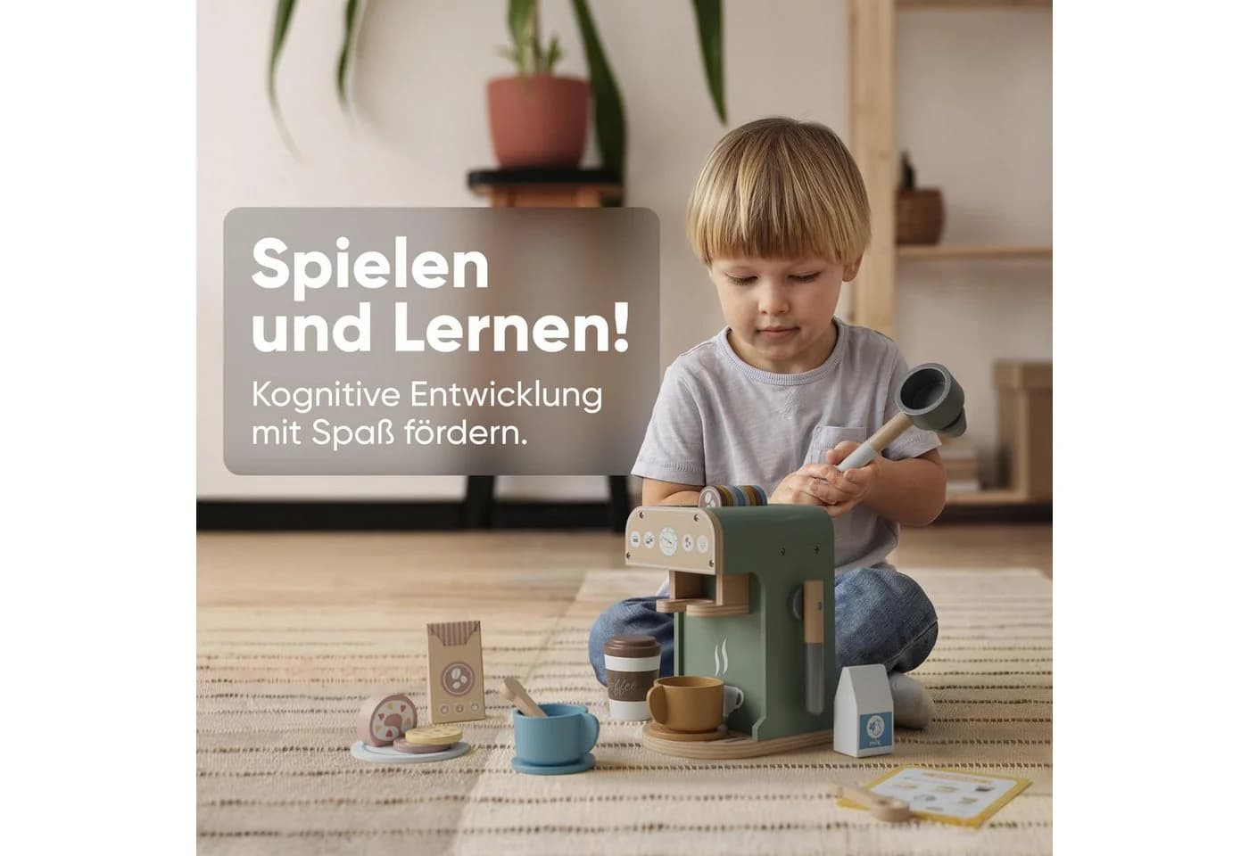 Björn&Schiller Kinder-Kaffeemaschine 25-tlg. Holz Spielzeug Bunt