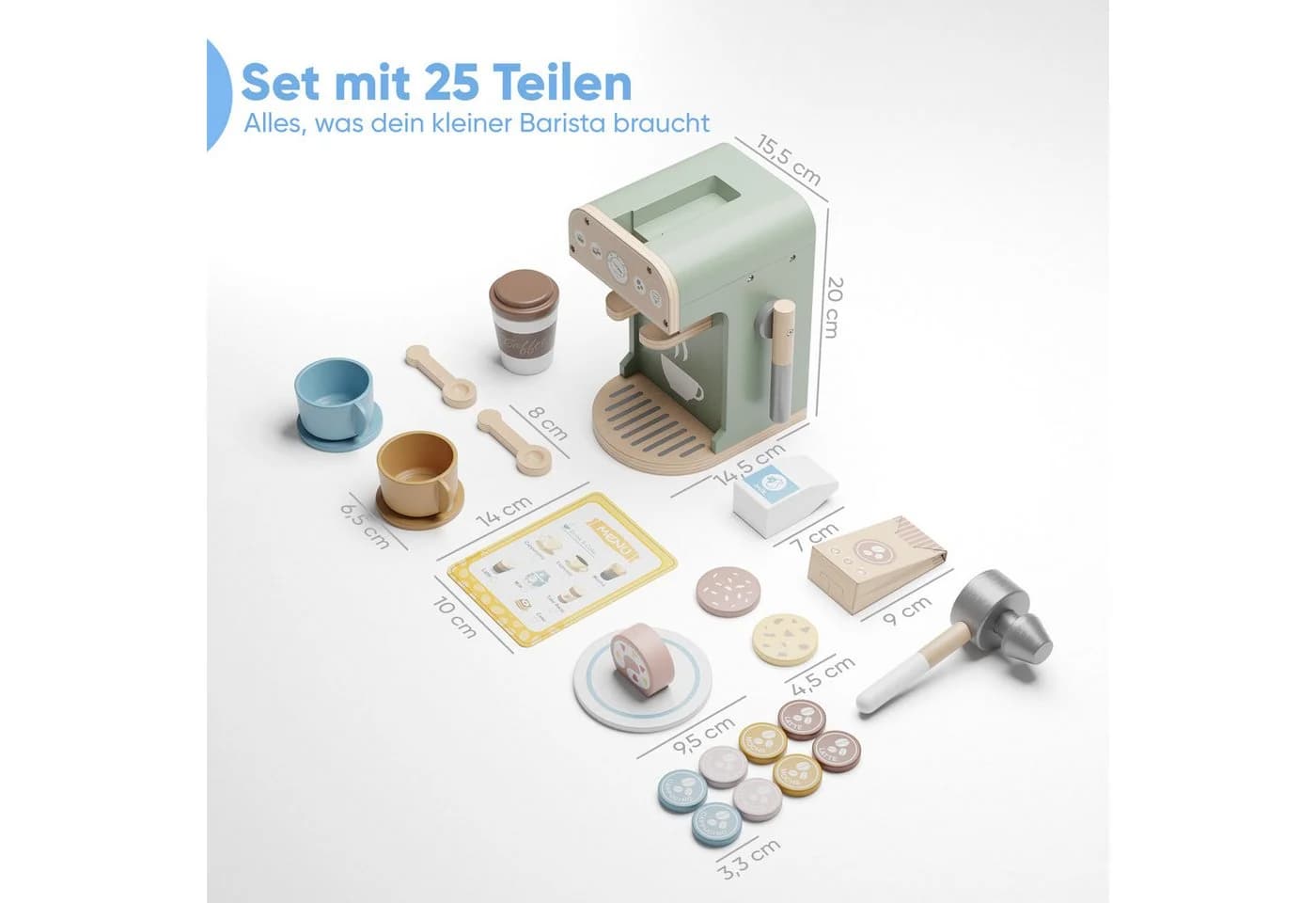 Björn&Schiller Kinder-Kaffeemaschine 25-tlg. Holz Spielzeug Bunt - Bild 3