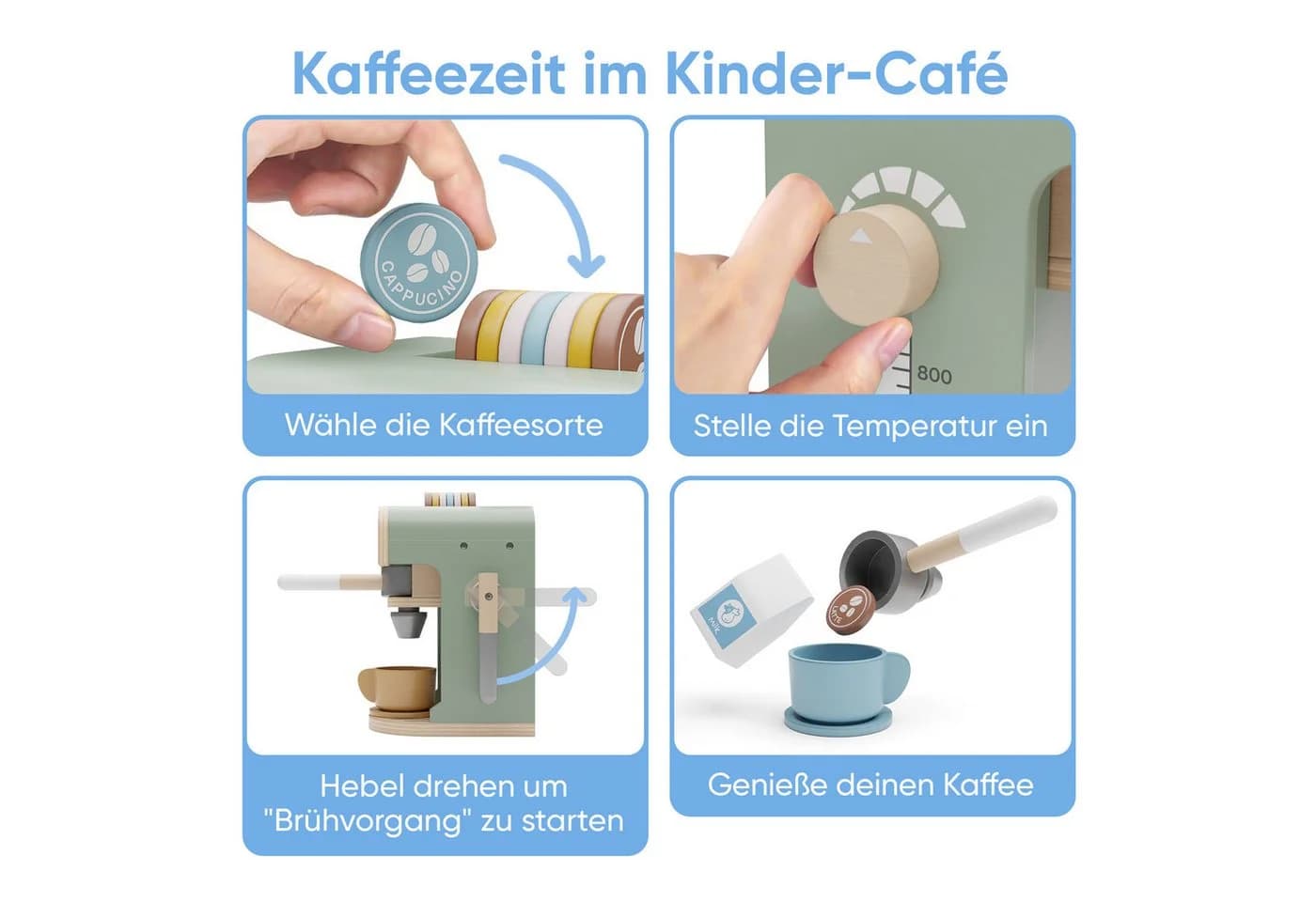 Björn&Schiller Kinder-Kaffeemaschine 25-tlg. Holz Spielzeug Bunt - Bild 4