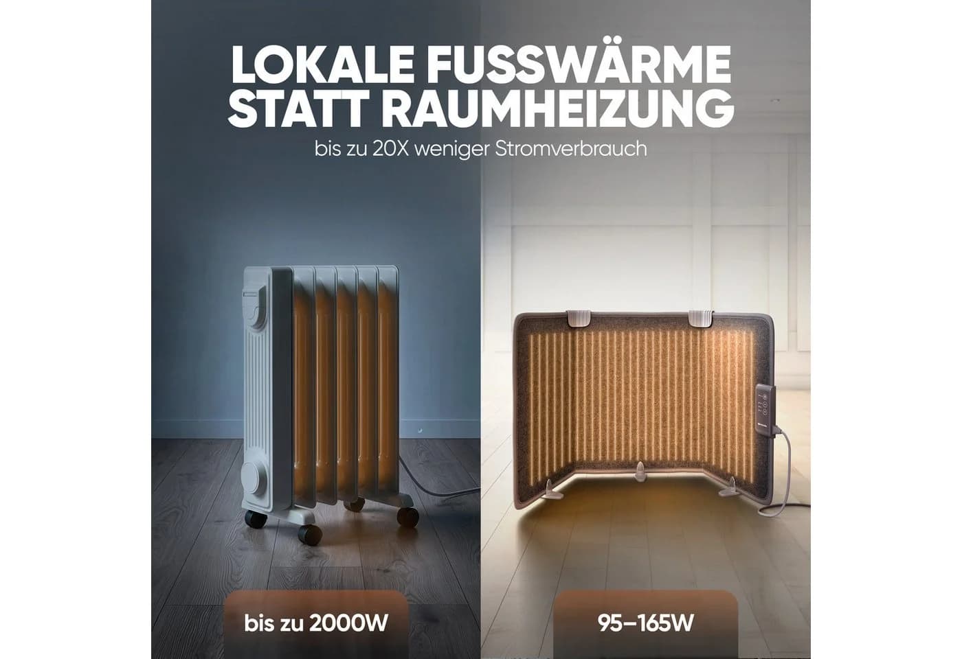 Björn&Schiller Infrarotheizung Heizpaneel 100x51x2 cm Fußheizung Schreibtisch - Bild 3