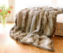 Wohndecke Felldecke Kunstfell Wolf hell gestreift Grau Braun Beige Bild 2