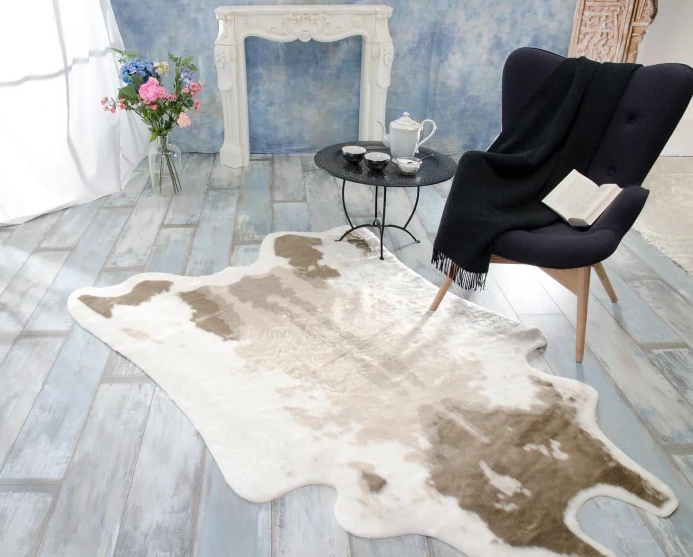 Wohnen und Accessoires Fellteppich Kuhfell Hellbraun Kunstfell