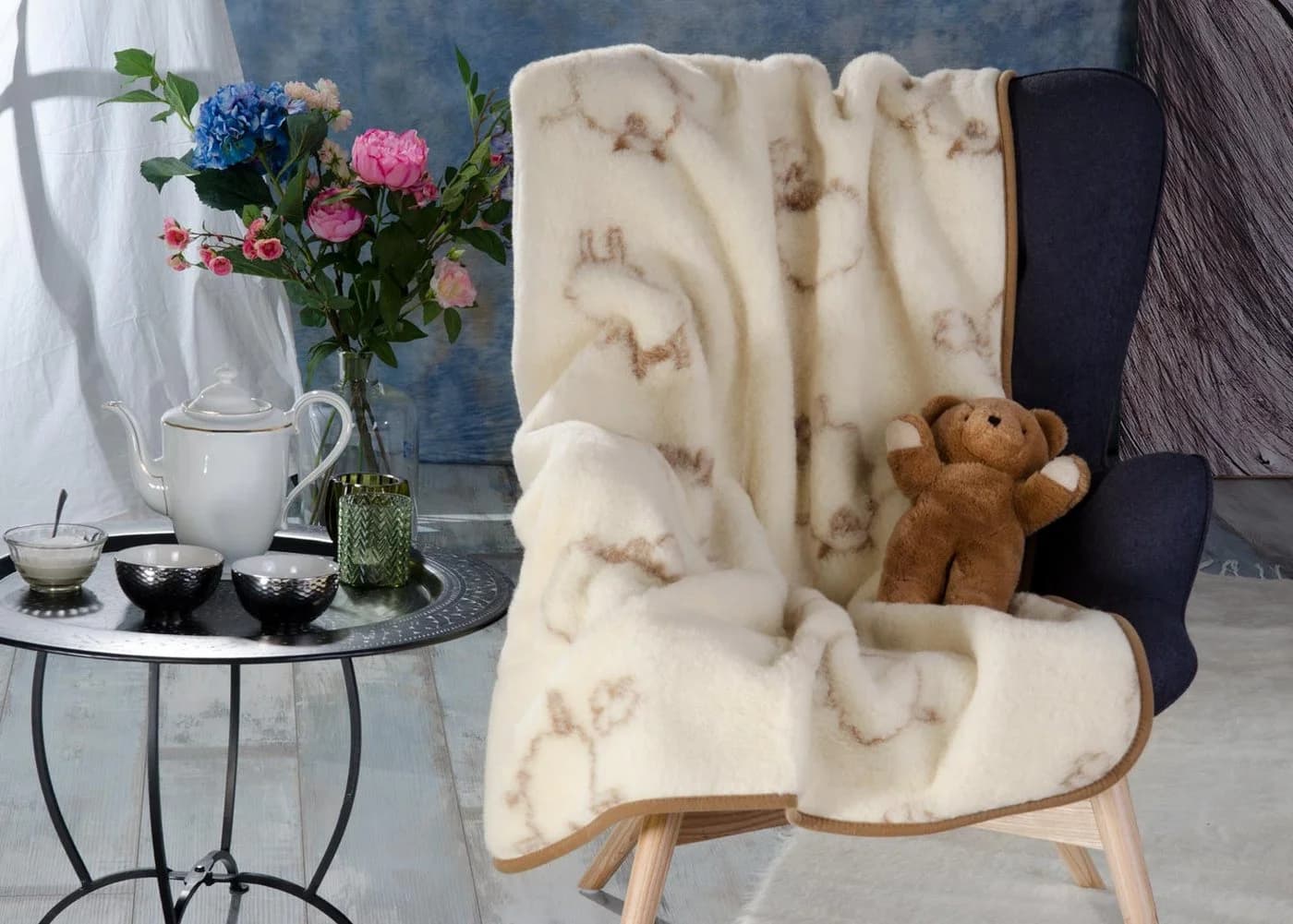 Wohnen und Accessoires Kinderbettdecke 100% Merino Beige - Bild 2