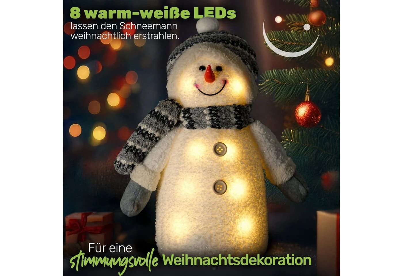 Gravidus LED-Dekofigur Schneemann Weihnachten mit warmweißer Beleuchtung