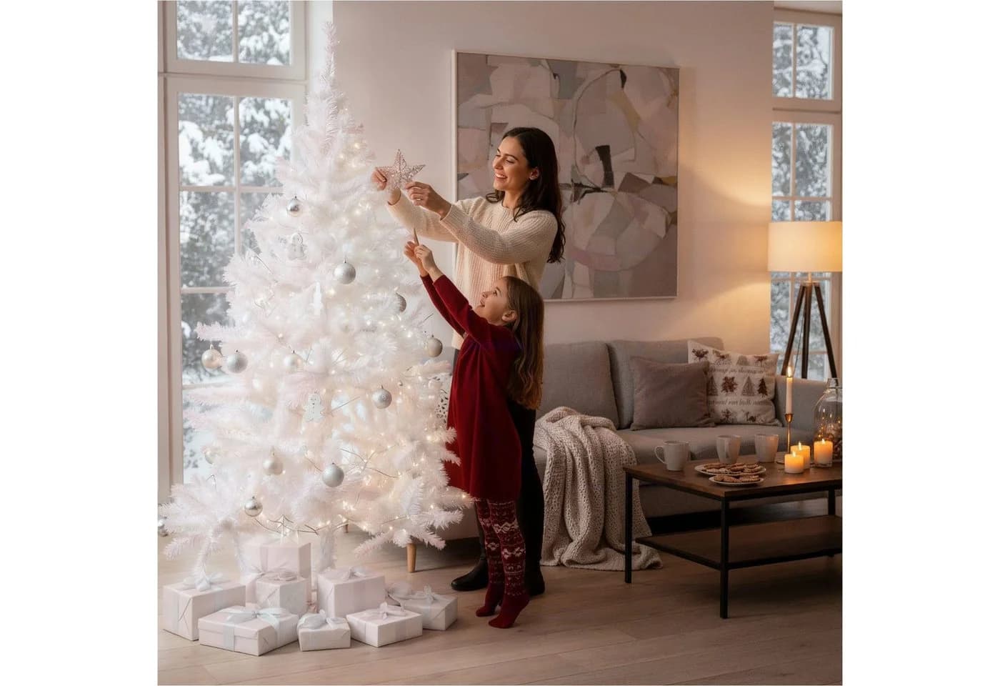 Gravidus Künstlicher Weihnachtsbaum 180 cm Weiß 600 Zweige - Bild 2