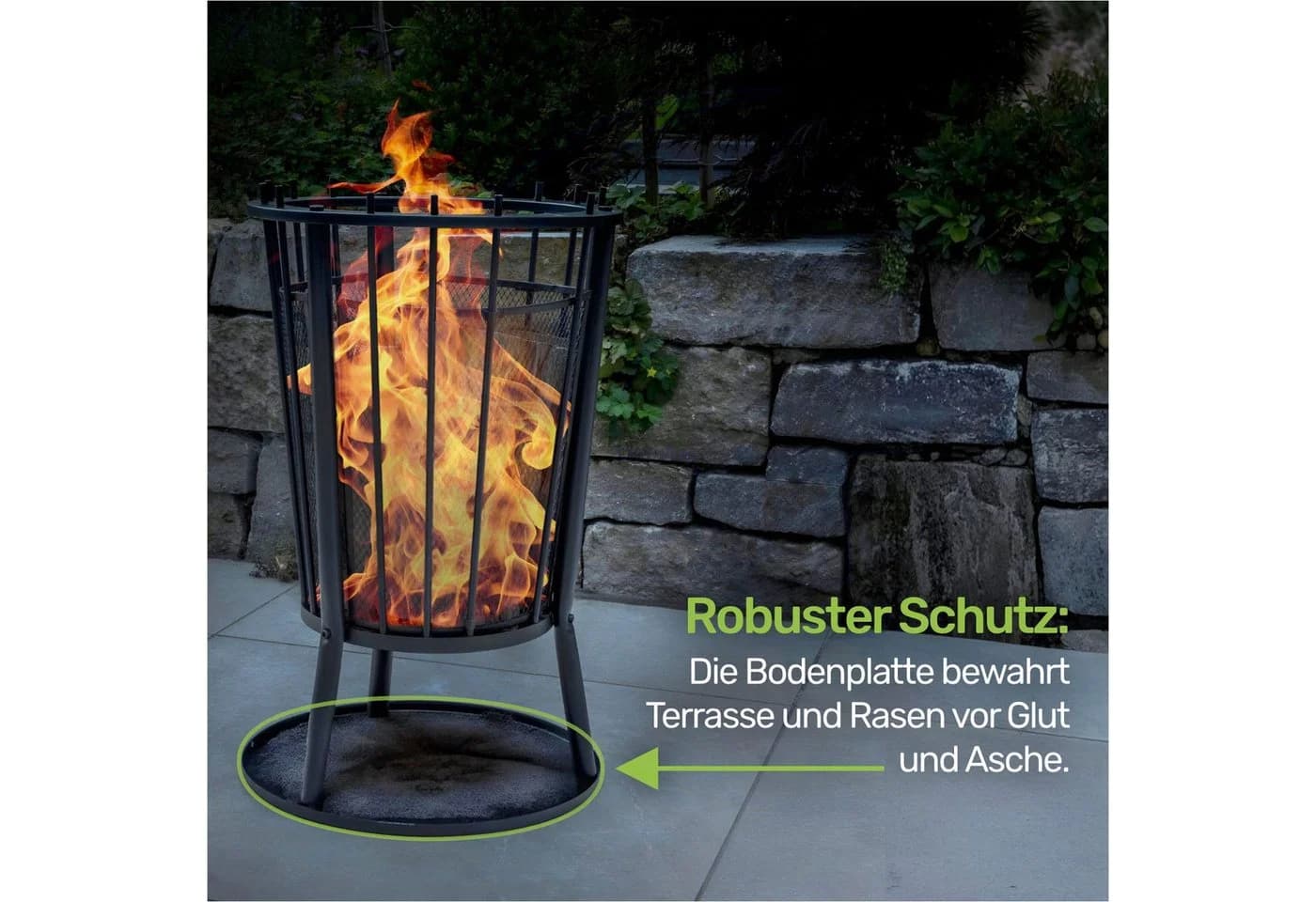 Gravidus Feuerkorb mit Funkenschutz und Bodenplatte Schwarz Ø40 cm - Bild 4