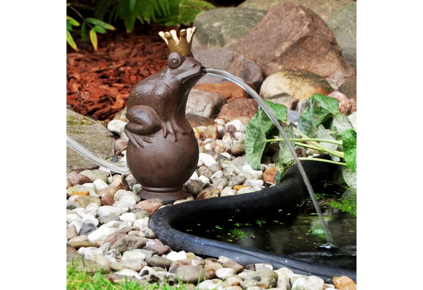 Gravidus Wasserspeier Froschkönig Gartenfigur mit Pumpe - Bild 2