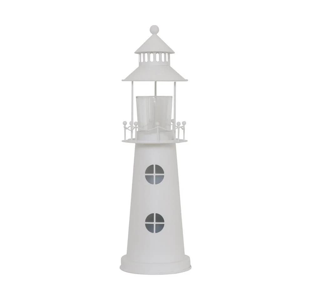 Grafelstein Leuchtturm Windlicht Weiß Metall Deko - Bild 2