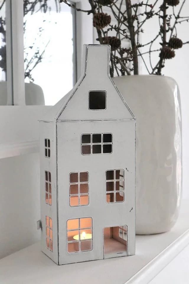 Grafelstein Kerzenlaterne Maison Weiß Shabby Chic Metallhaus - Bild 3