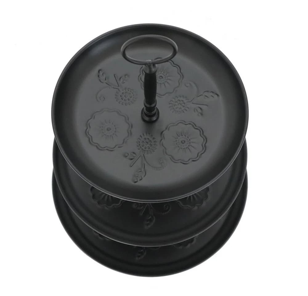 Grafelstein Etagere BLOMSTER Schwarz Metall Skandinavisches Blumenmuster