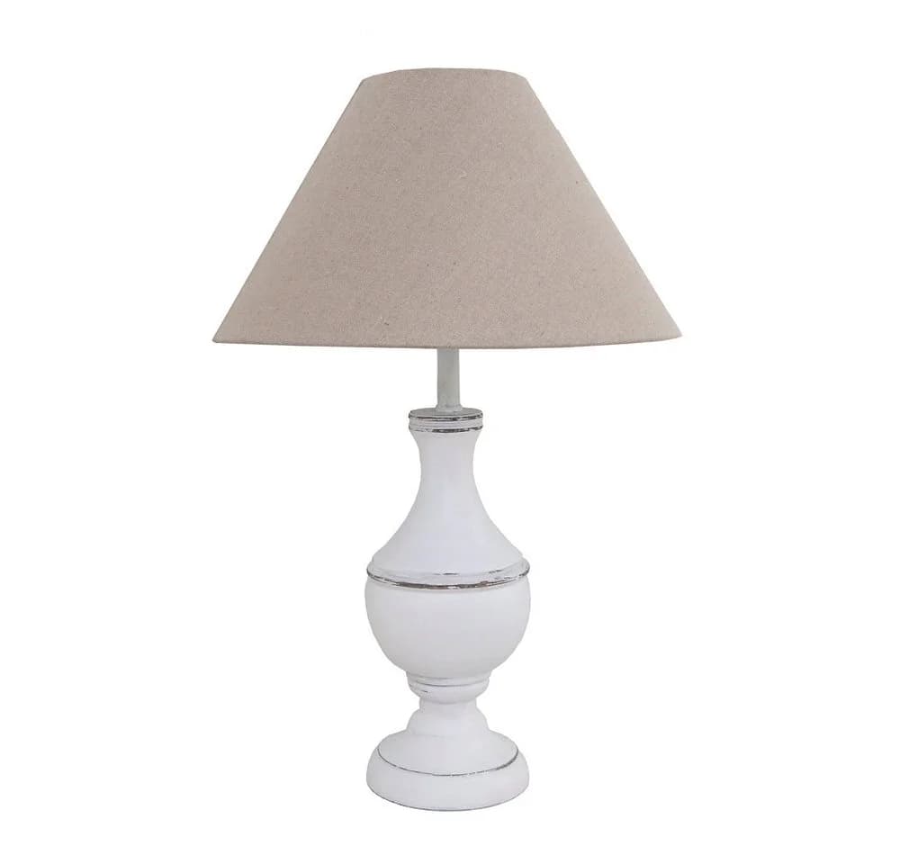 Grafelstein Tischleuchte MARLA Weiß Beige Holz Landhausstil Shabby Chic E27 - Bild 2
