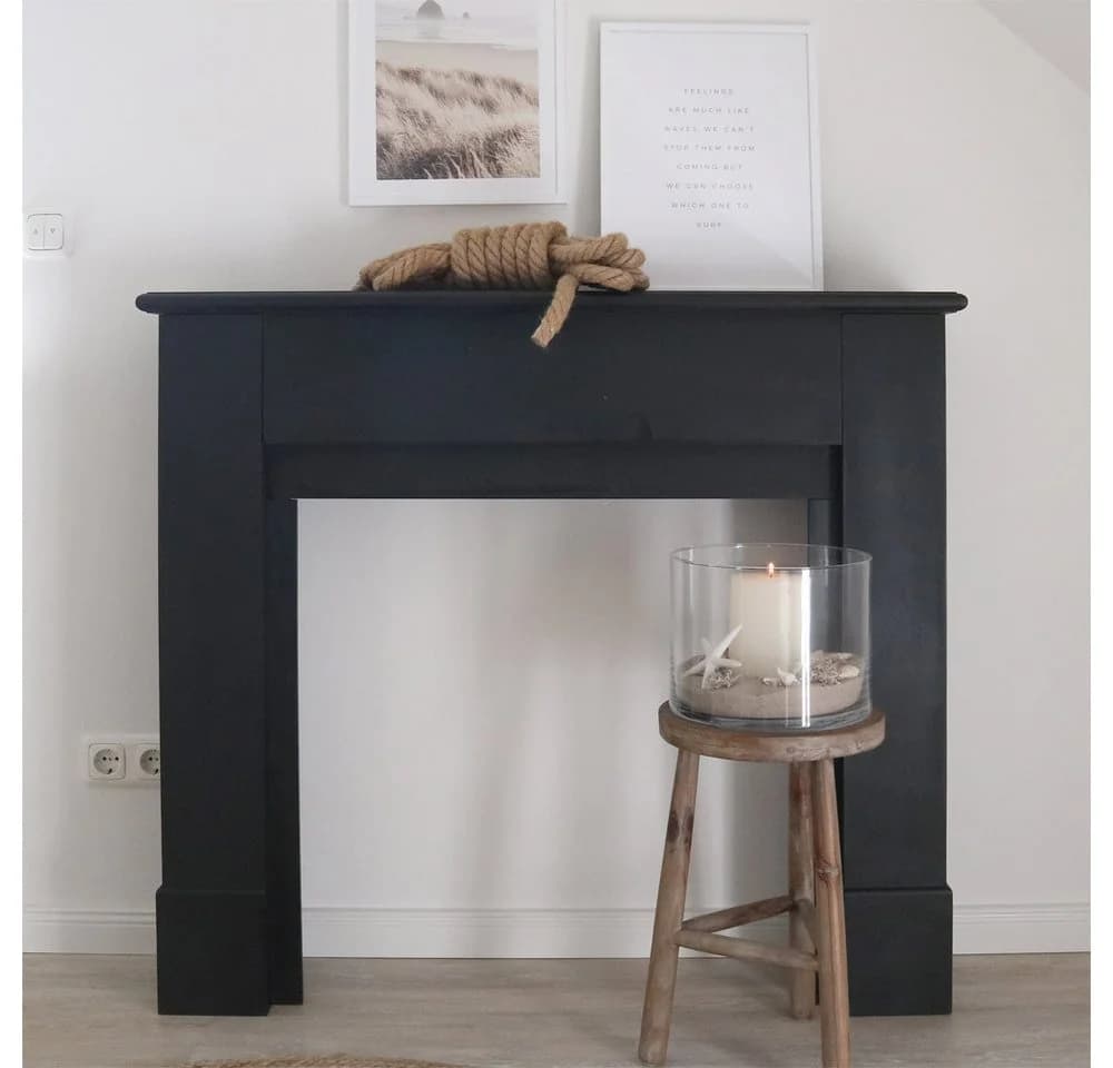 Grafelstein Konsole Kaminkonsole SCANDIC aus Holz Kaminumrandung Schwarz