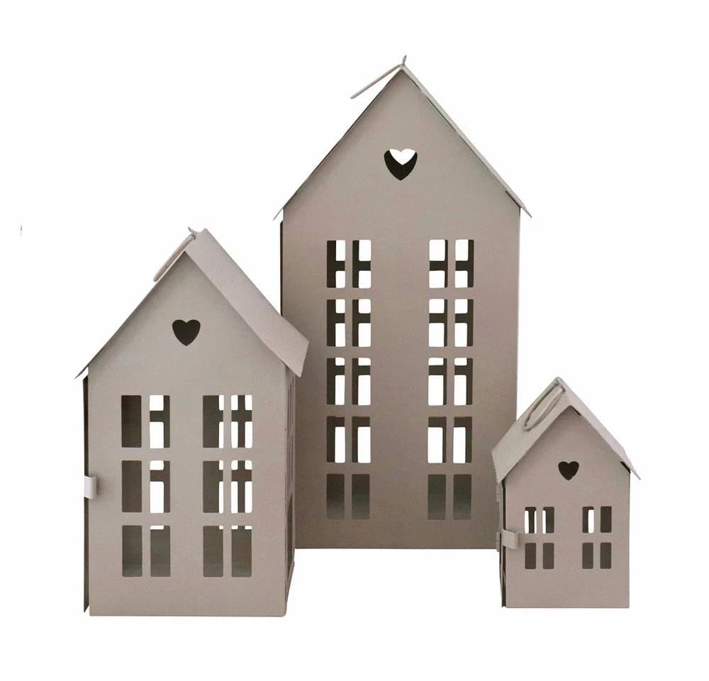 Grafelstein Kerzenlaterne 3tlg. HERZENSHAUS Beige Metall - Bild 2