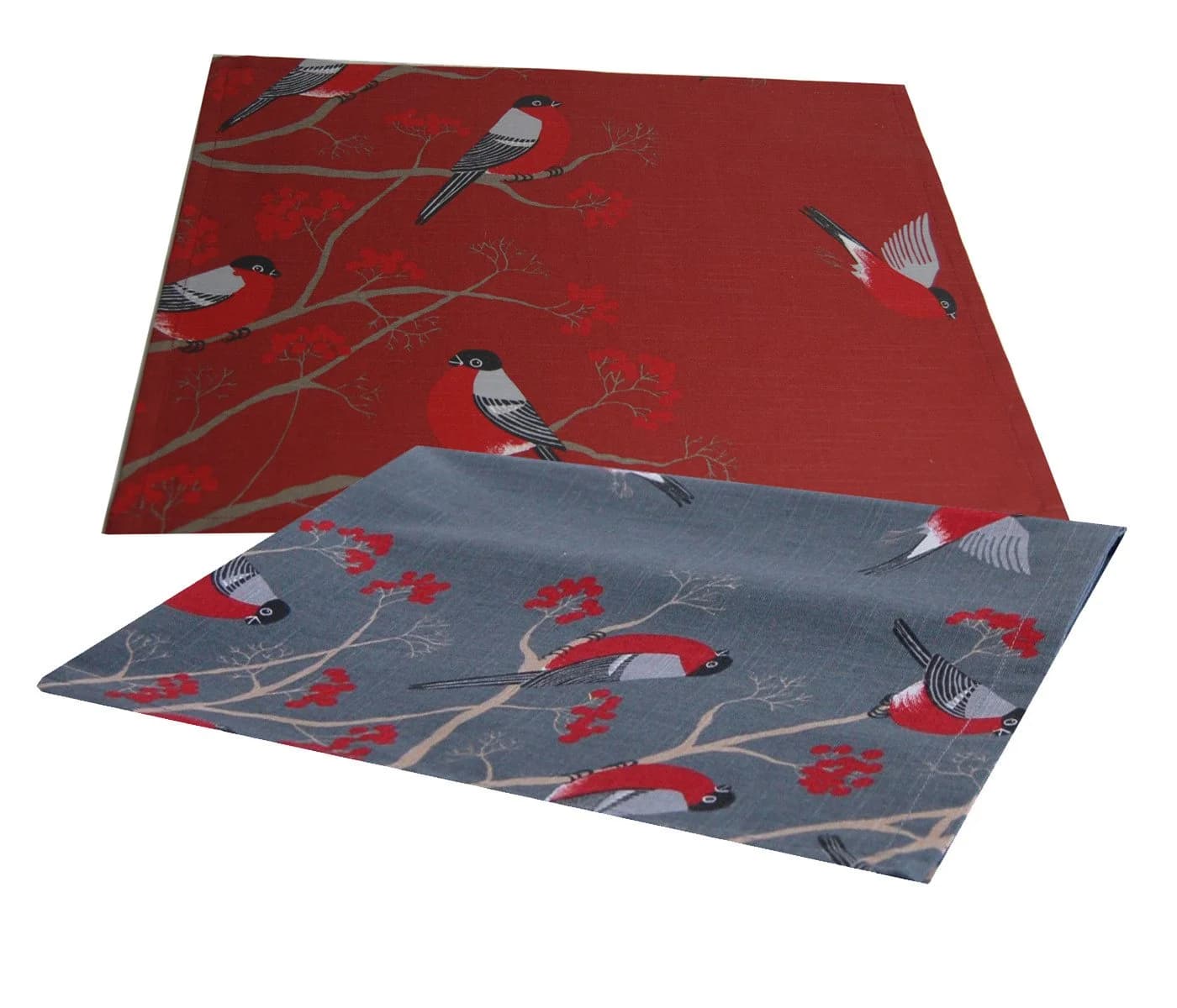 beties Platzset Beeren Vögel Marsala-rot 100% Baumwolle