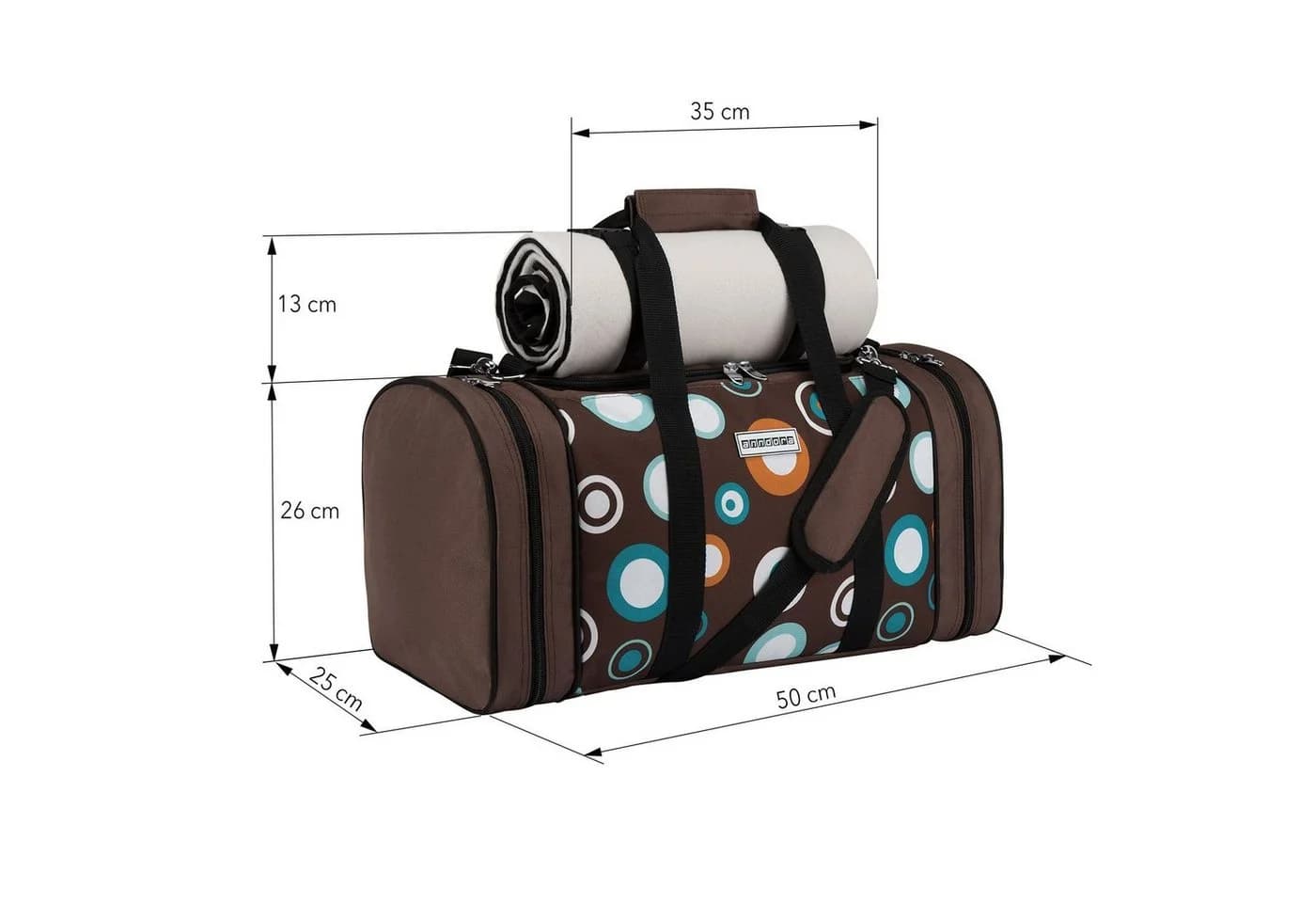 anndora Picknickkorb Kühltasche mit Decke & Zubehör für 4 Personen Braun/Blau