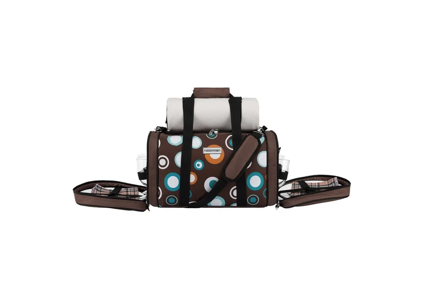 anndora Picknickkorb Kühltasche mit Decke & Zubehör für 4 Personen Braun/Blau - Bild 4