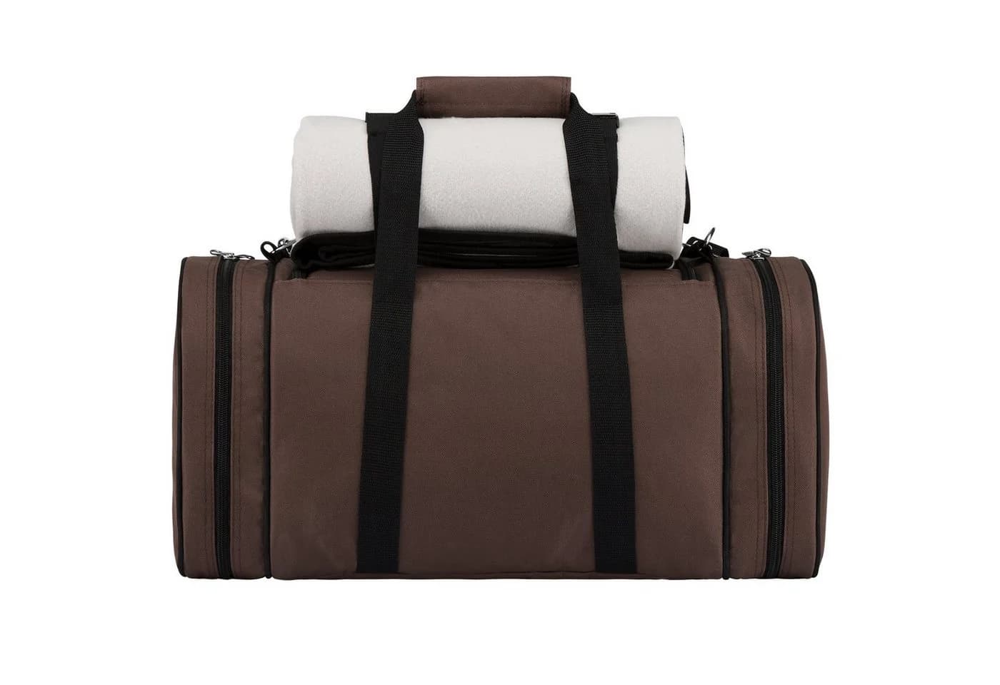 anndora Picknickkorb Kühltasche mit Decke & Zubehör für 4 Personen Braun/Blau - Bild 5