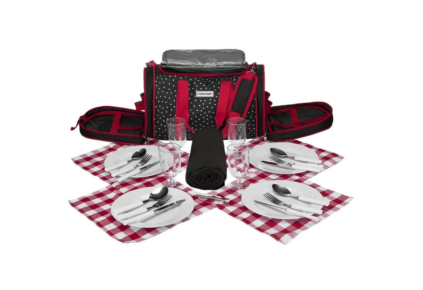 anndora Picknickkorb Kühltasche mit Outdoordecke & 20-tlg. Zubehör - Bild 2