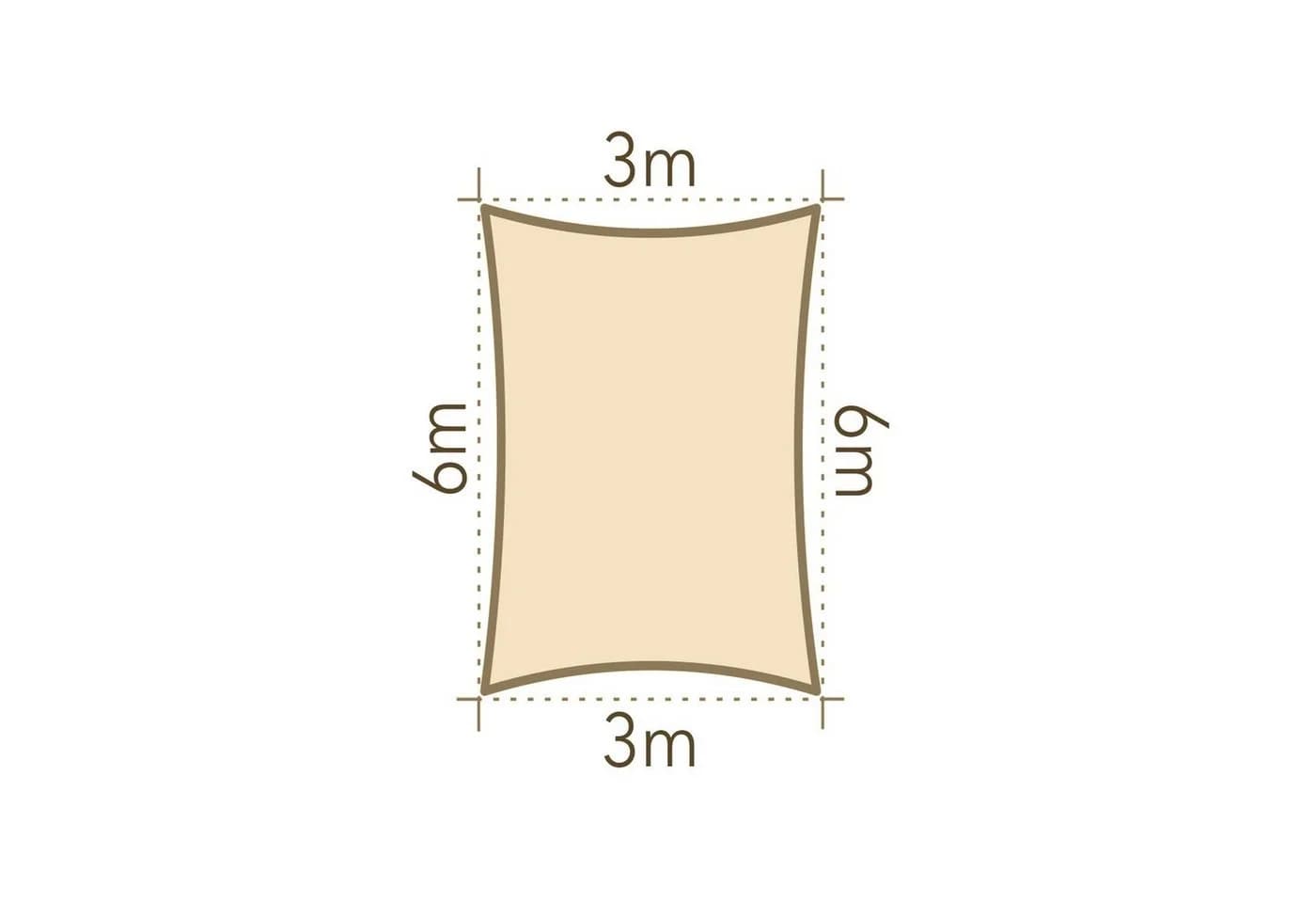anndora Sonnensegel Tarp 3x6m Beige HDPE UV-Schutz