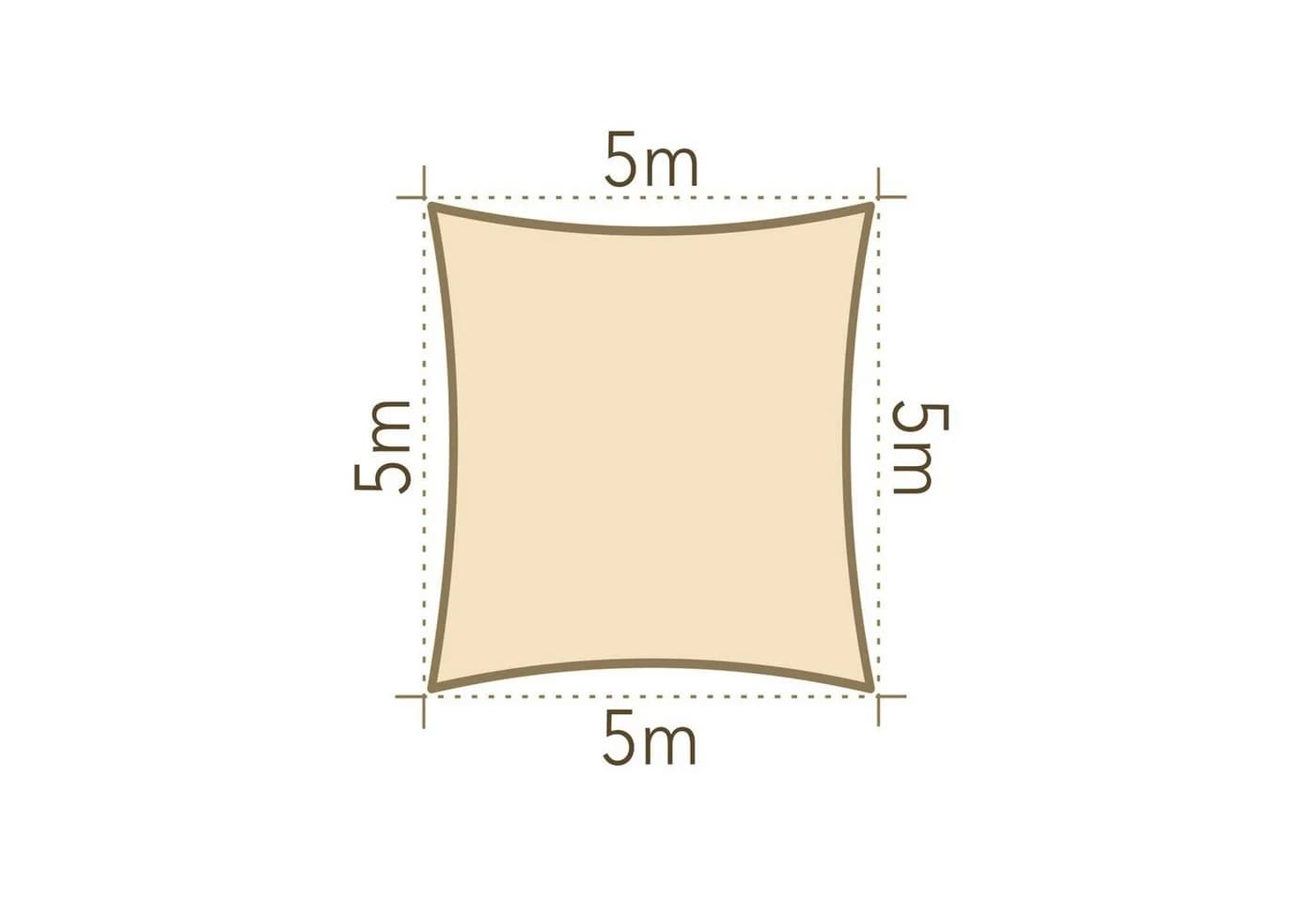 anndora Sonnensegel 5x5m Beige UV-Schutz HDPE - Bild 3