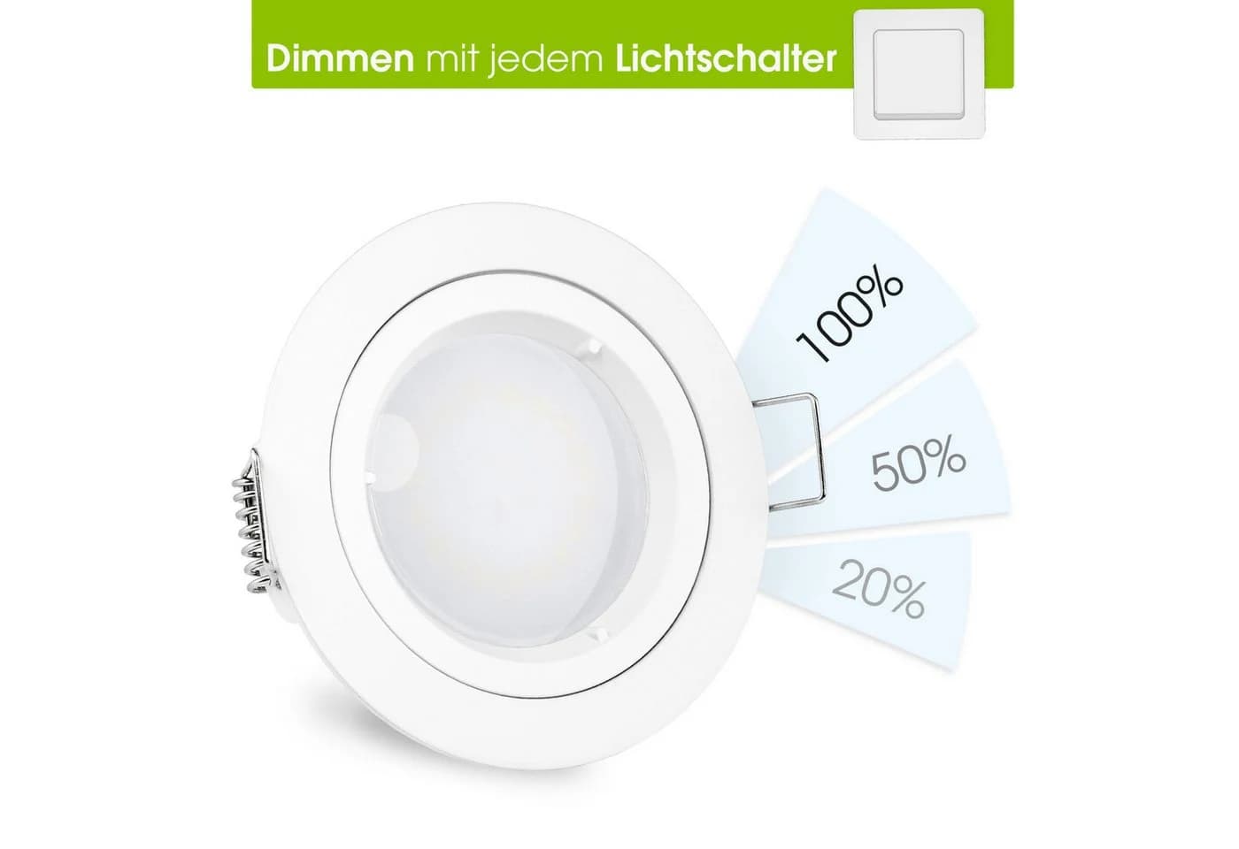 linovum LED Einbaustrahler fourSTEP GU10 5W Neutralweiß Dimmen ohne Dimmer