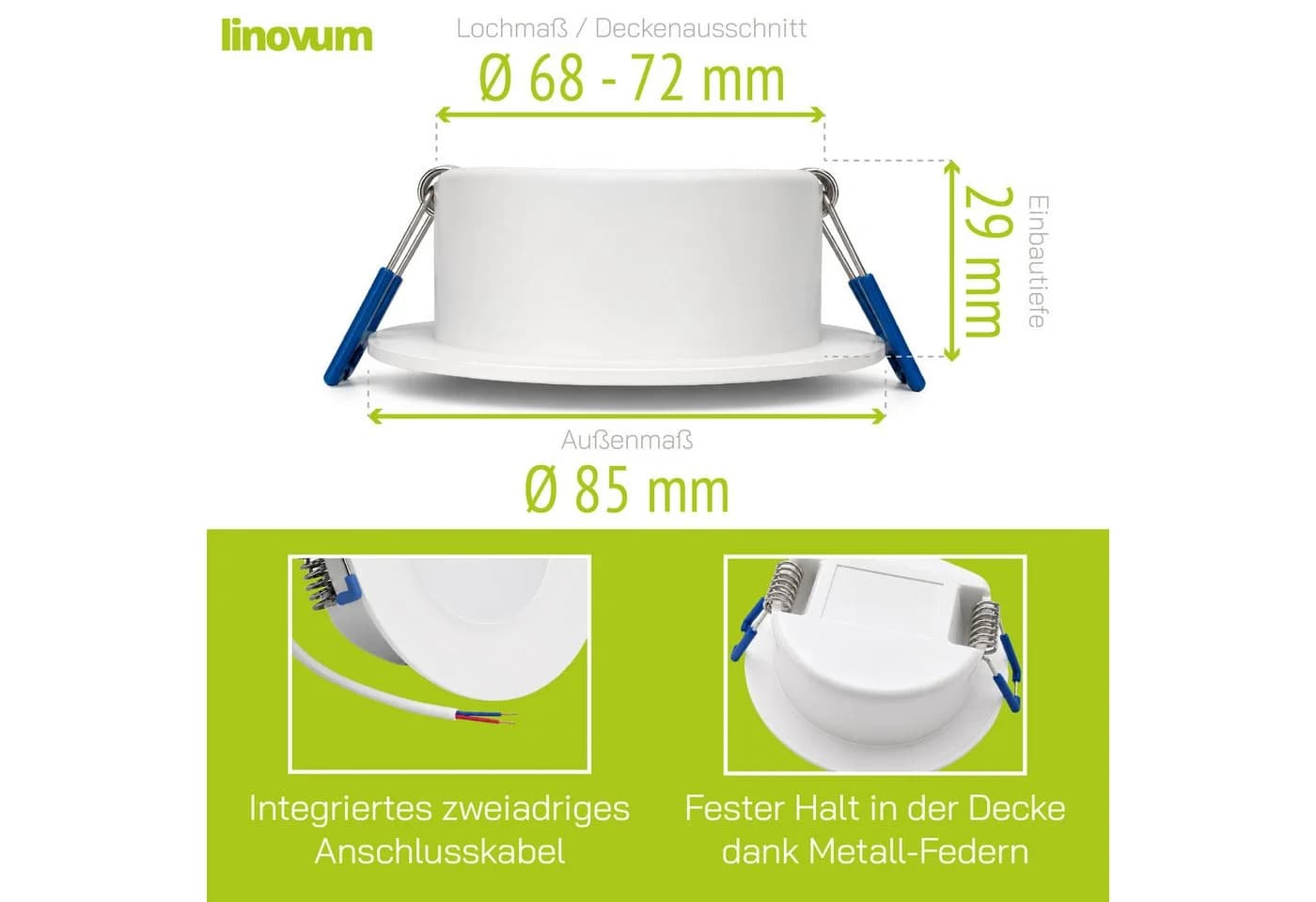 linovum LED Einbaustrahler WEEVO 3,5W Warmweiß 6er Pack